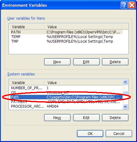 Move the directory containing the GCC executables to the front of the Path list